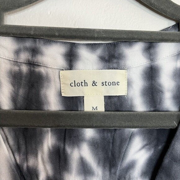 Cloth and Stone Tie Dye Sleeveless Romper Gray White Pockets Size Medium - Picture 4 of 12